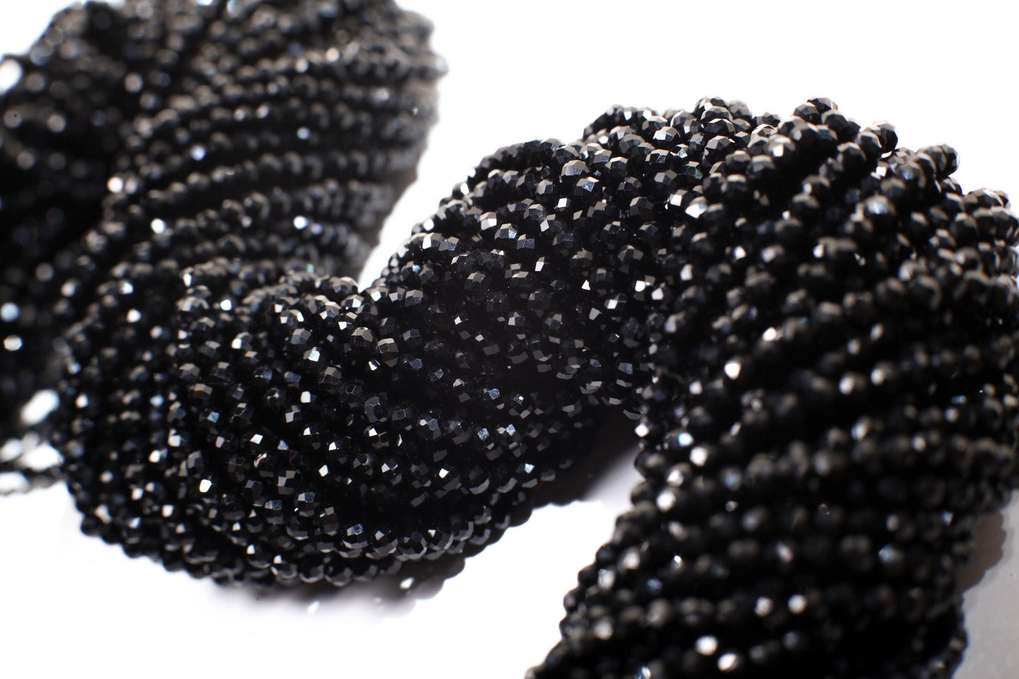 Natural Black Spinel 2mm micro faceted AAA Round Gemstone Beads, DIY Jewelry Making Necklace, Bracelet 12" Strand, Single or Bulk