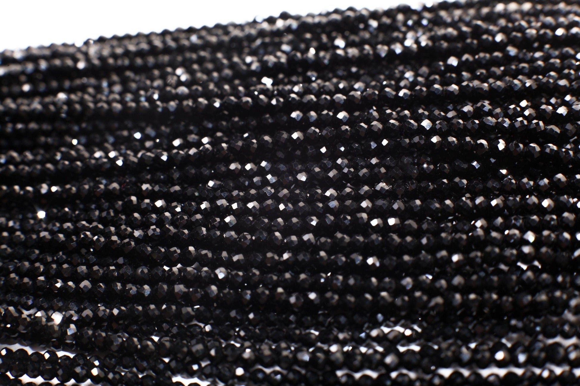Natural Black Spinel 2mm micro faceted AAA Round Gemstone Beads, DIY Jewelry Making Necklace, Bracelet 12" Strand, Single or Bulk