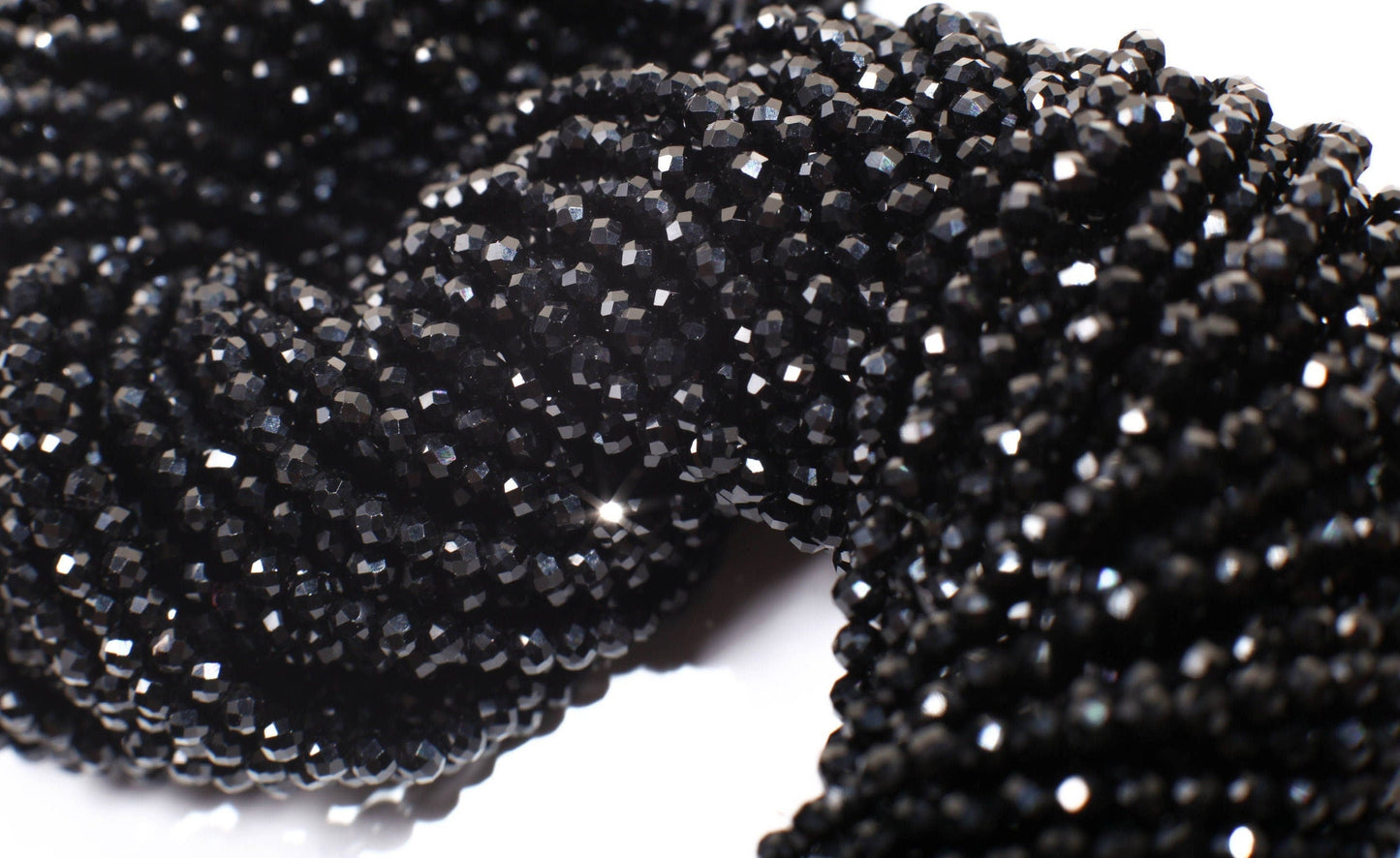Natural Black Spinel 2mm micro faceted AAA Round Gemstone Beads, DIY Jewelry Making Necklace, Bracelet 12" Strand, Single or Bulk
