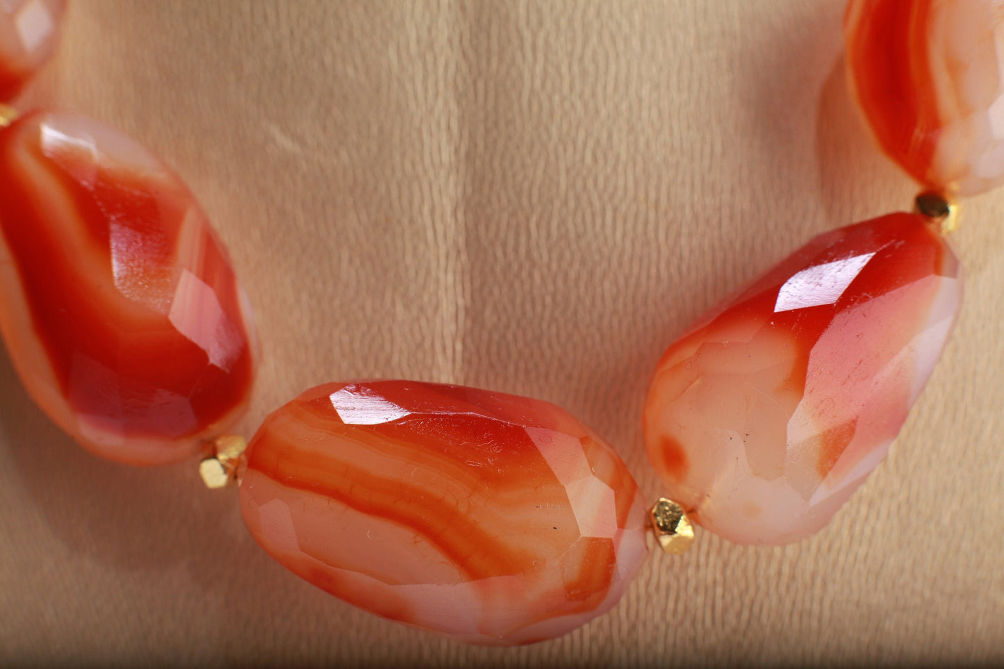 Natural Faceted Carnelian Agate Nugget Raw Healing Gemstones 18.5" with 2" Extension Necklace