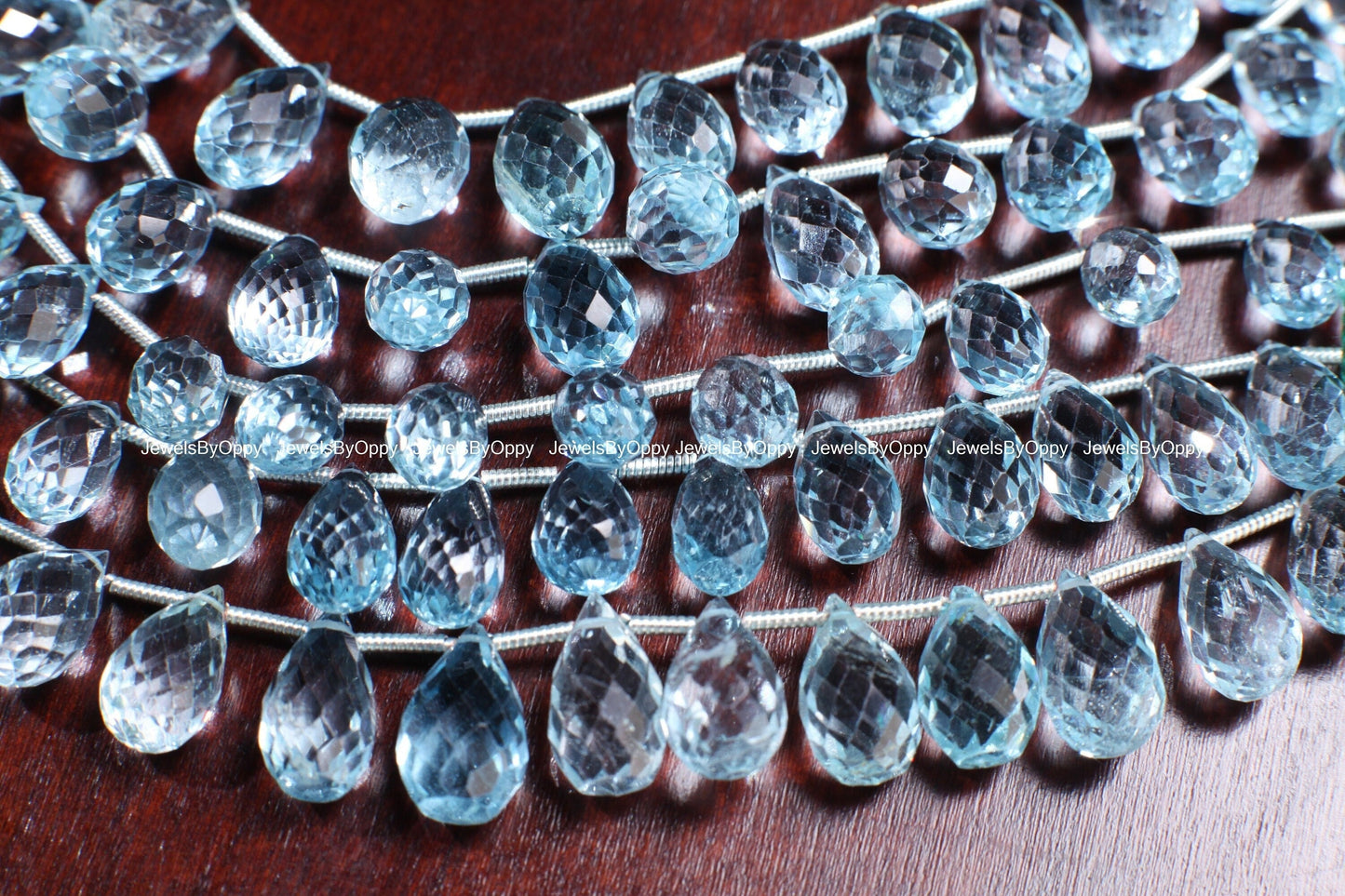 Natural Swiss Blue Topaz Faceted Briolette, drop , Genuine AAA Quality Blue Topaz Graduated Faceted Teardrop 6.5-7x11mm cut Gemstone by pc