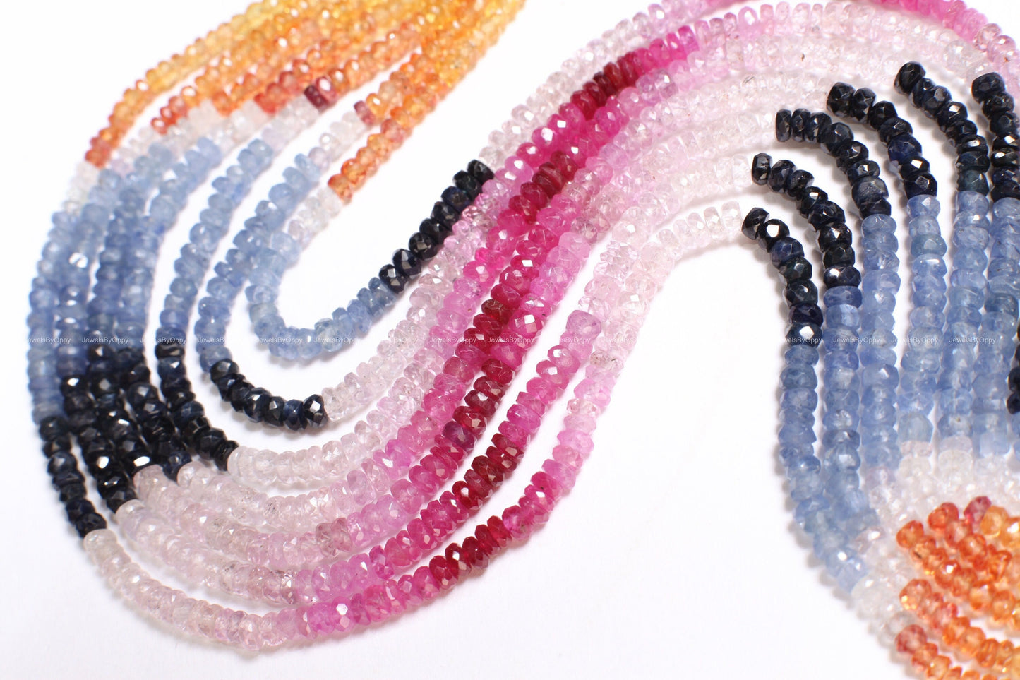Multi Sapphire Faceted 3-3.5mm Rondelle, High Quality AAA Natural Gemstone DIY Jewelry Making Beads 8", 16" Strand