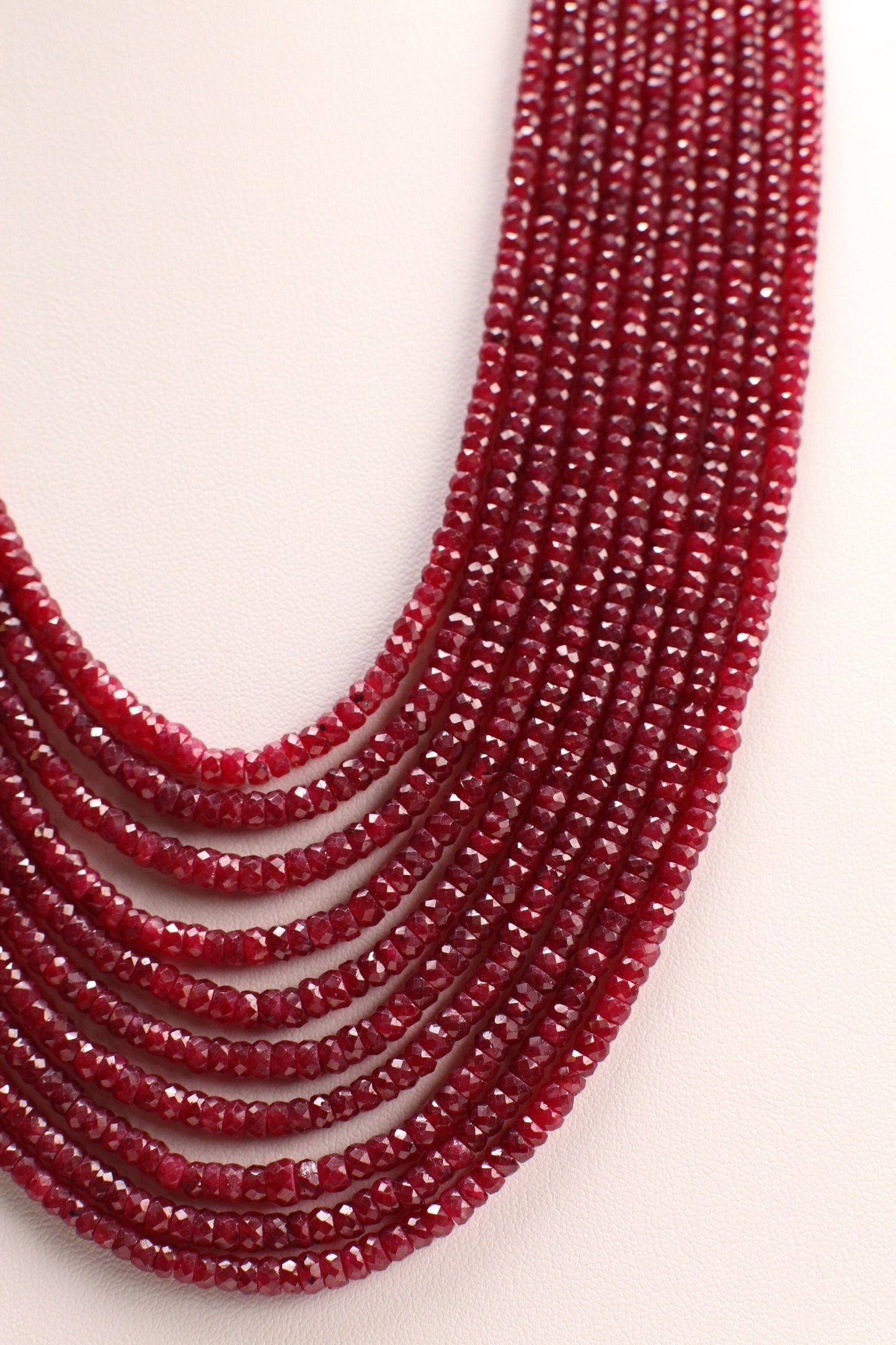 AAA Natural Ruby Gemstones 3-4mm Multi Strand, 5, 7, 8, 9, 10 Line Layer Necklace Adjustable thread to 24" Long, Precious Gift for her.