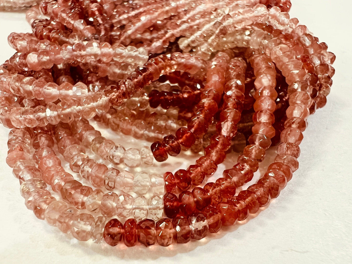 Natural Andesine, Red Labradorite 3-3.5, 3.5-4, 4-4.5mm faceted Roundel , AAA Quality jewelry making Beads, 6", 12" strand