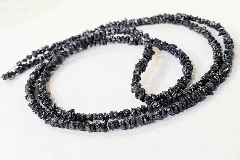 Natural Black Diamond Raw Uncut nugget bead, AAA Quality 2- 3mm Diamond Raw chips bead for Jewelry making 3", 6" , 15"