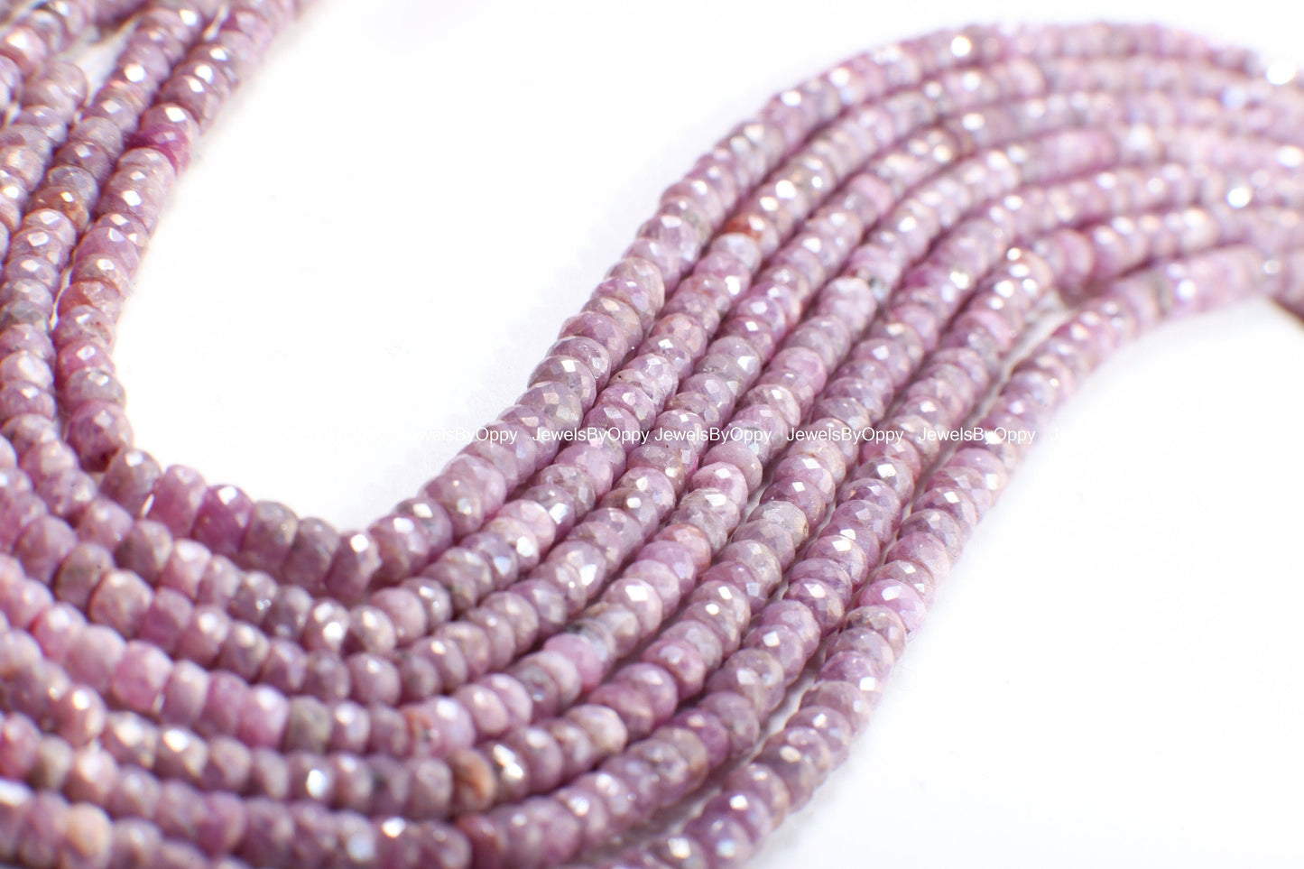 Pink Silverite Sapphire Rondelle, Rare Natural Pink Sapphire Faceted Roundel 2.5-6.5mm, Jewelry Making Gemstone Beads 3",6",13" Strand