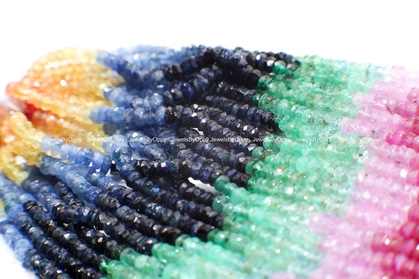 Natural Multi Sapphire 2.5-3.5mm Roundel AAA Rainbow Micro Faceted Diamond Cut Roundel Gemstone DIY Jewelry Beads 7" , 14" Strand