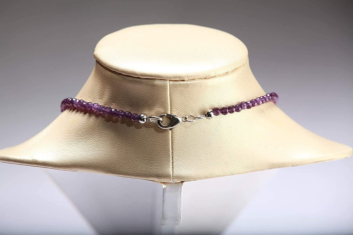 Natural Amethyst Purple Faceted Freeform tumble raw hexagon Gemstones , 4mm faceted Amethyst with Rhodium Lobster Clasps Necklace 20.5",