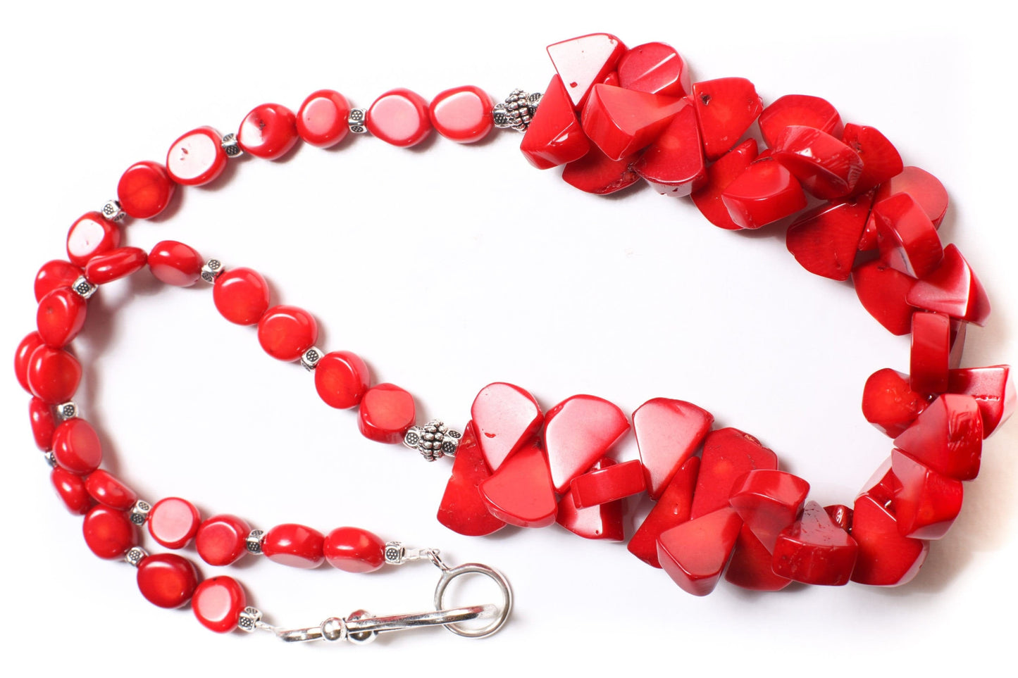 Genuine Bamboo Coral Red Coral Teardrop 9x11-12x16mm,Accent Bali Style Beads, 10mm Coral Oval Beads, Pear Drop Choker 22" Necklace