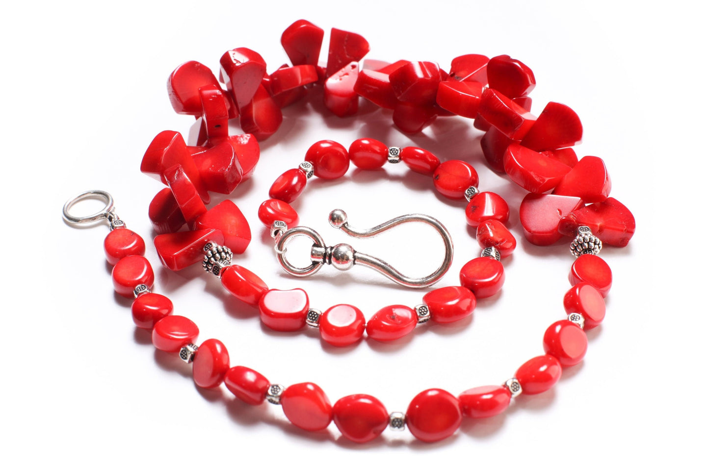 Genuine Bamboo Coral Red Coral Teardrop 9x11-12x16mm,Accent Bali Style Beads, 10mm Coral Oval Beads, Pear Drop Choker 22" Necklace