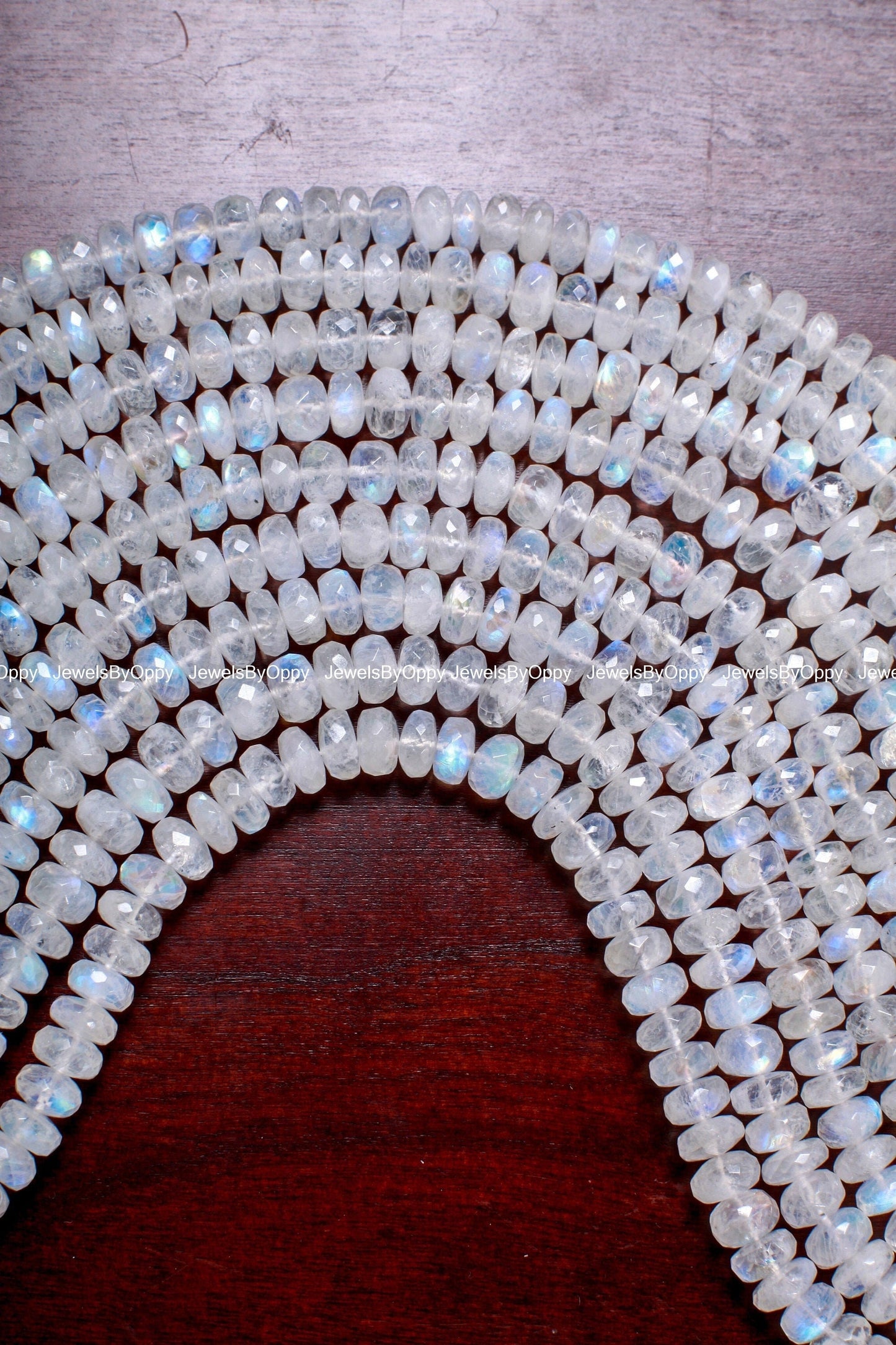 Rainbow Moonstone 6-10mm Faceted Rondelle AAA Gemstone, June Birthstone, Jewelry Making Beads, Natural Gemstone 8" Strand