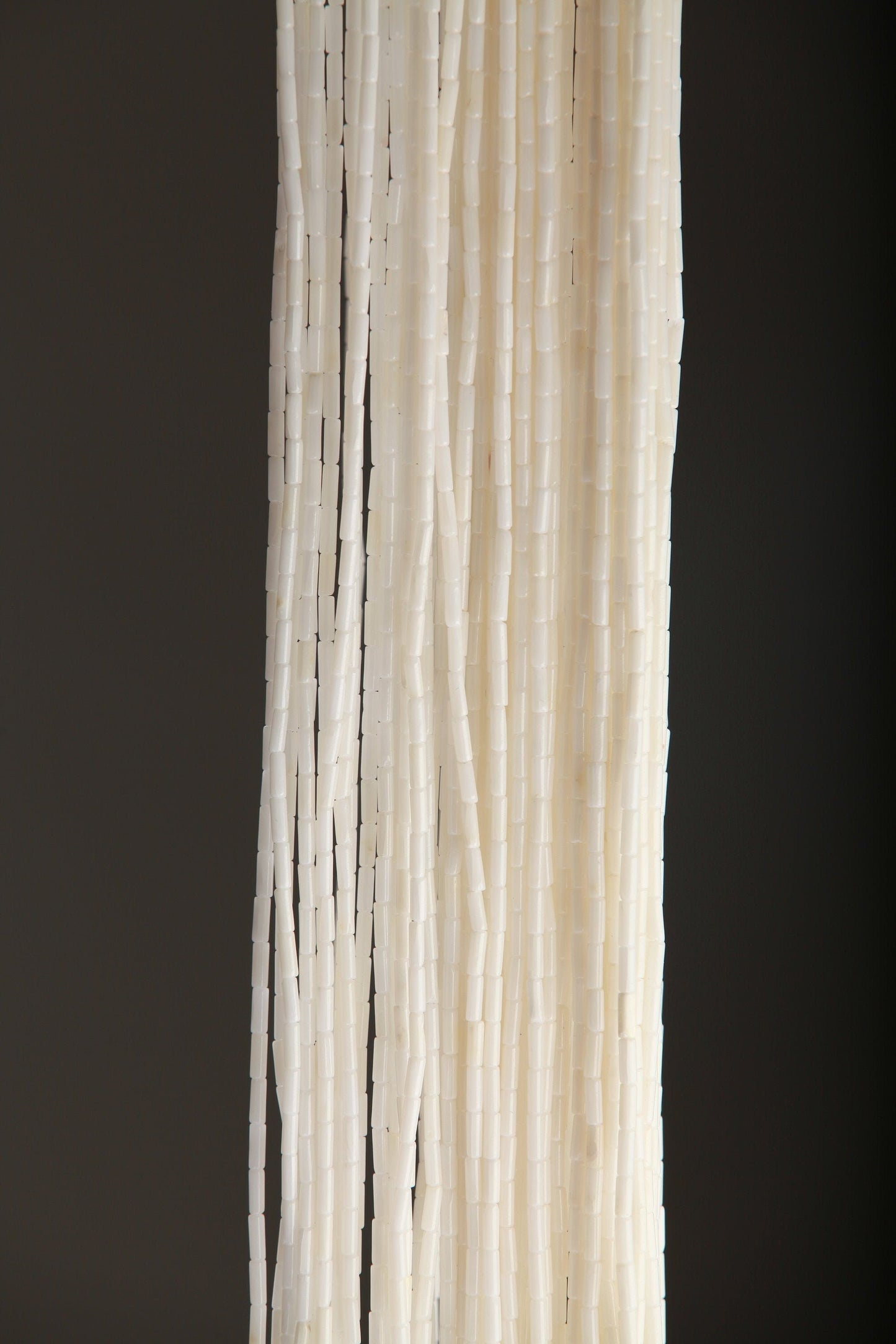 White Bamboo Coral 2x5mm Tube 16" Strand