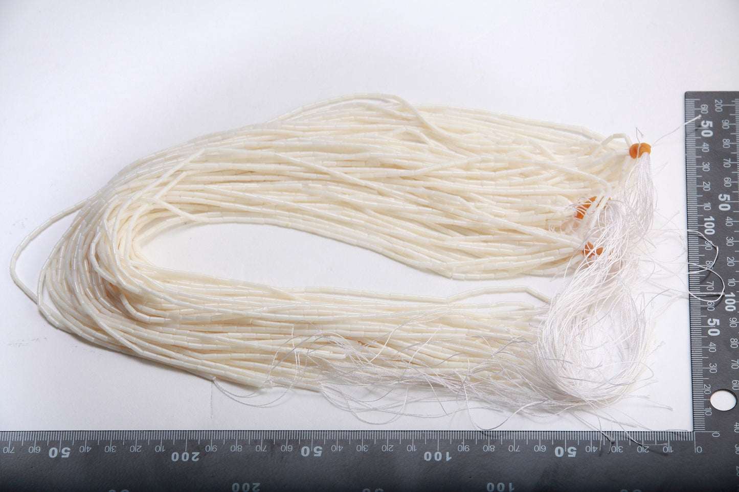 White Bamboo Coral 2x5mm Tube 16" Strand