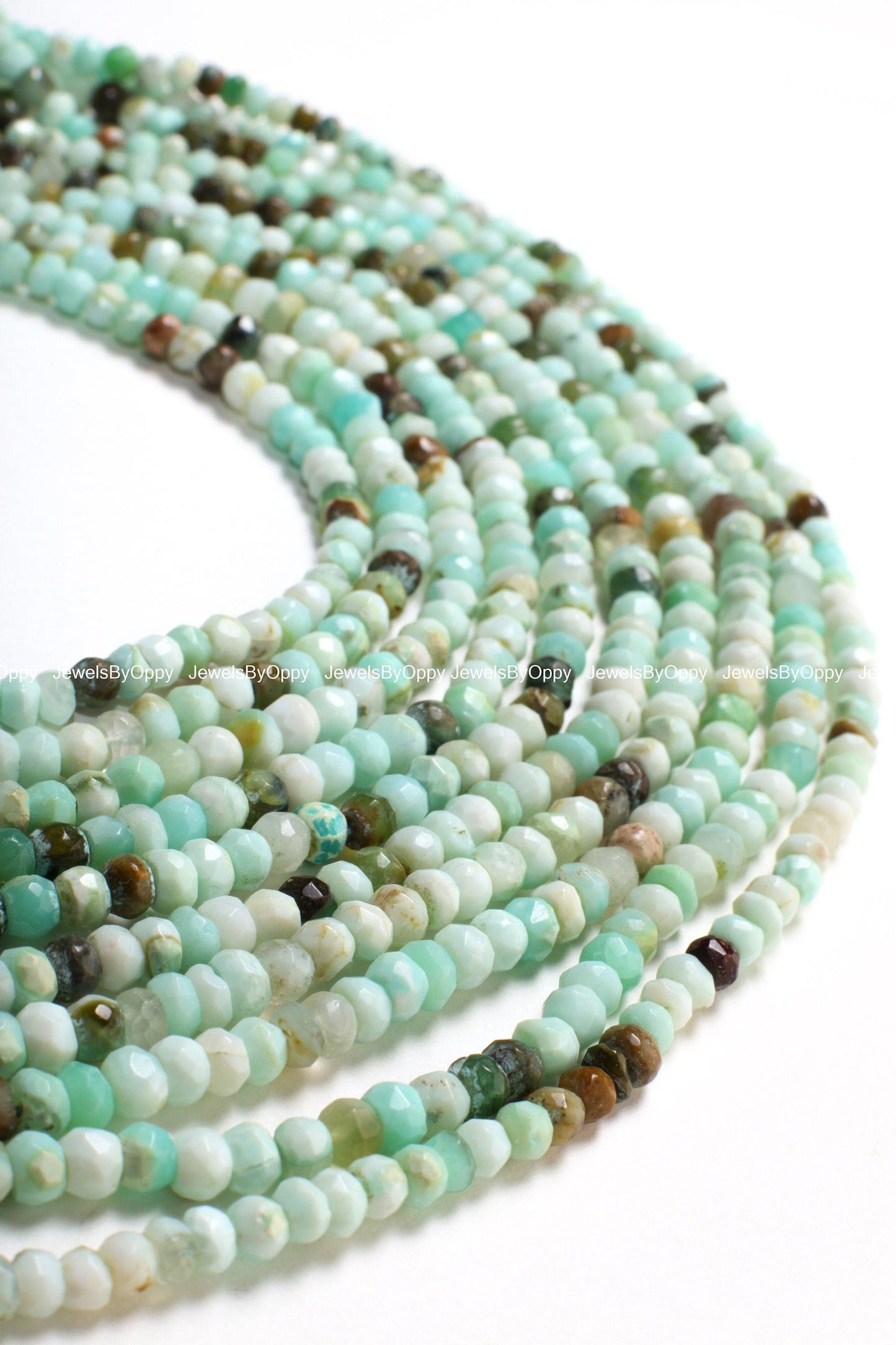 Peruvian Opal Faceted Roundel 4.5-5mm Jewelry Making Gemstone Beads 12.5" Strand, per blue opal, multi Peruvian opal natural gemstone