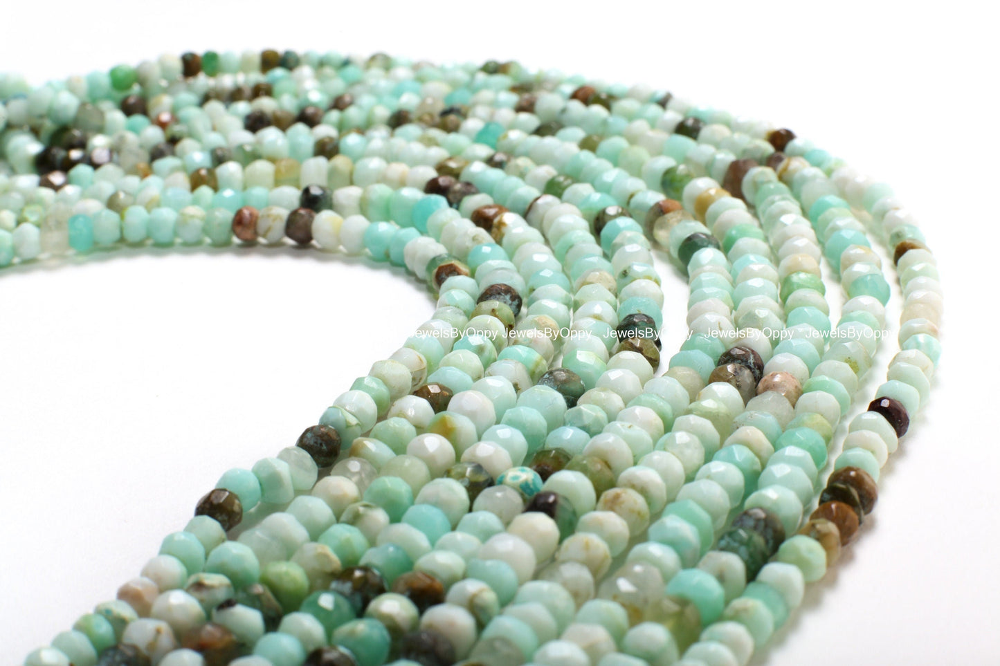 Peruvian Opal Faceted Roundel 4.5-5mm Jewelry Making Gemstone Beads 12.5" Strand, per blue opal, multi Peruvian opal natural gemstone