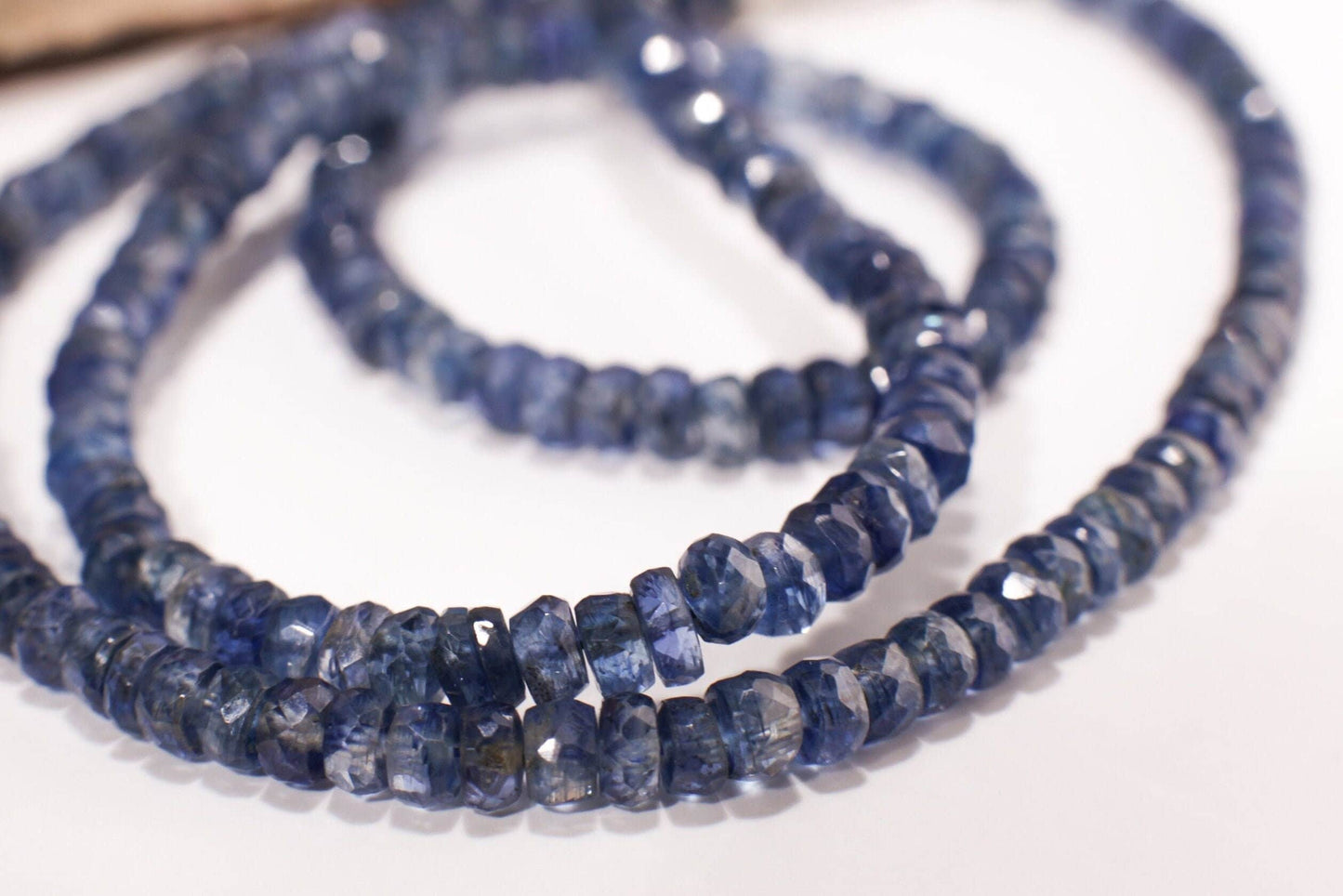 Natural Blue Kyanite, AAA quality Blue Kyanite Faceted 4-4.5mm large Roundel, Jewelry Making Gemstone Beads 7", 14" strand