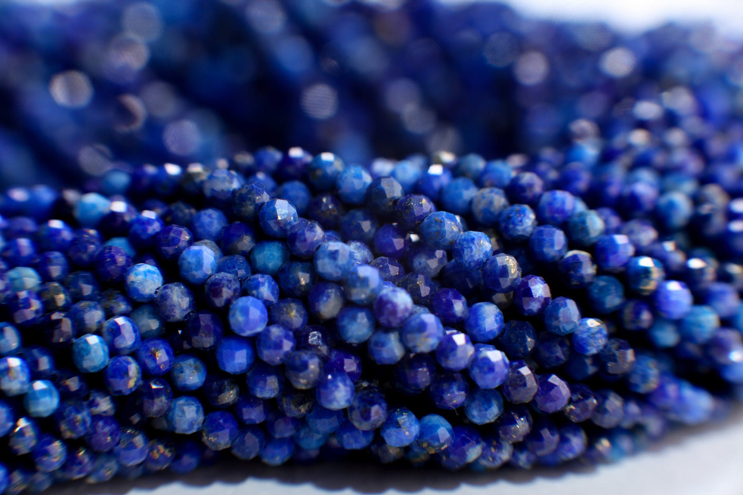 Lapis Lazuli 2mm Faceted Round Beads, Genuine Royal Blue Lapis Micro Faceted Round Beads Jewelry Making 15" Strand