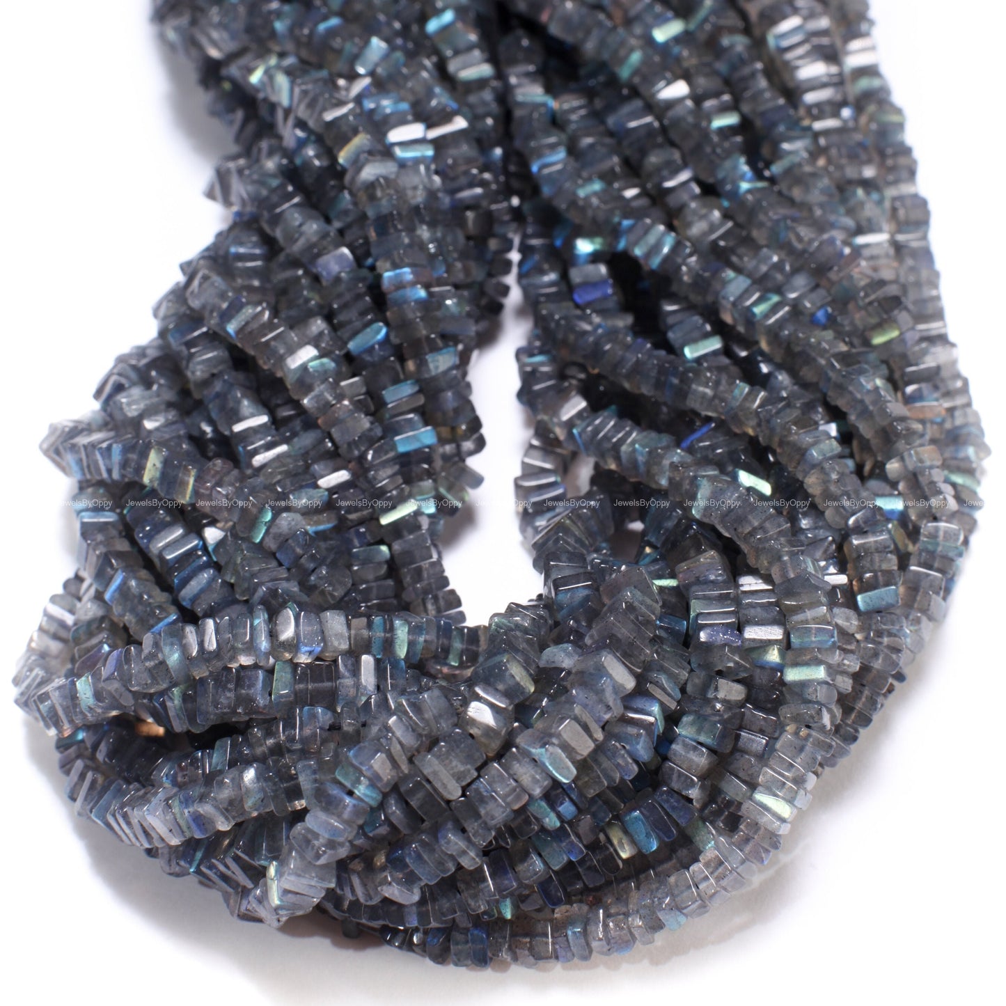 Labradorite square Heishe 5mm Natural Polished Blue Flash Labradorite Gemstone Jewelry Making DIY Squaredelle Beads 12.25" Strand