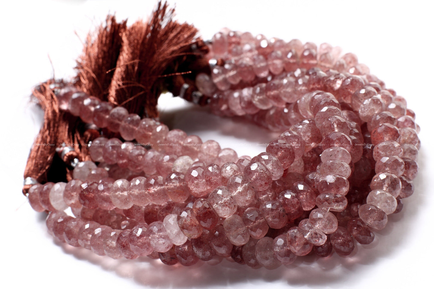 Strawberry Quartz Faceted 8.5-9mm Rondelle, Jewelry Making Gemstone Beads 8" strand