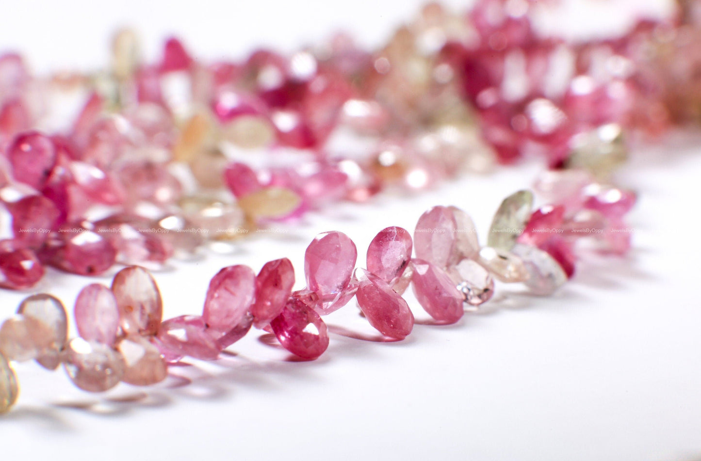 Natural Pink Sapphire Shaded Micro Faceted Pear Drop 3x5–6mm DIY Jewelry Making Gemstone Bead 3"/6" Strand
