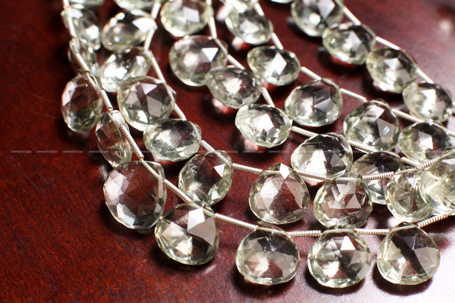 Green Amethyst drop cut Graduated Faceted Heart Shape Drop,11-14mm Green Prasiolite Jewelry Making Gemstone 11 pcs, 22 pcs (10.5" full St)