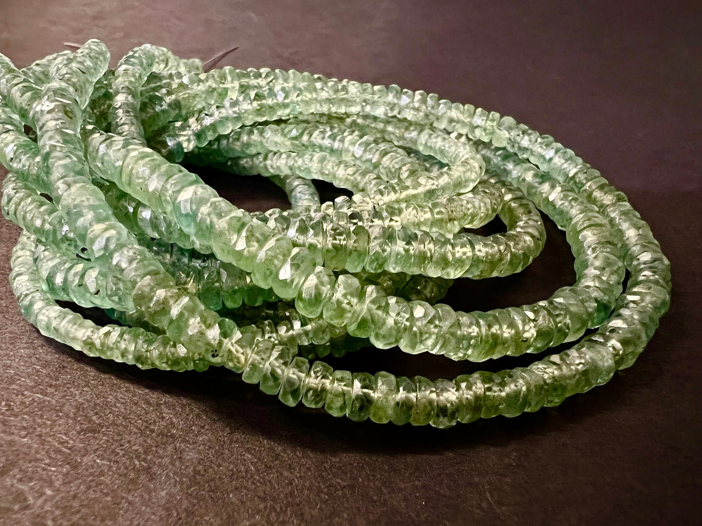 Natural Green Kyanite Rondelle, AAA Quality Mint Green Kyanite Faceted 3.5-5.5mm Roundel, Jewelry Making Gemstone Beads 7", 14" strand