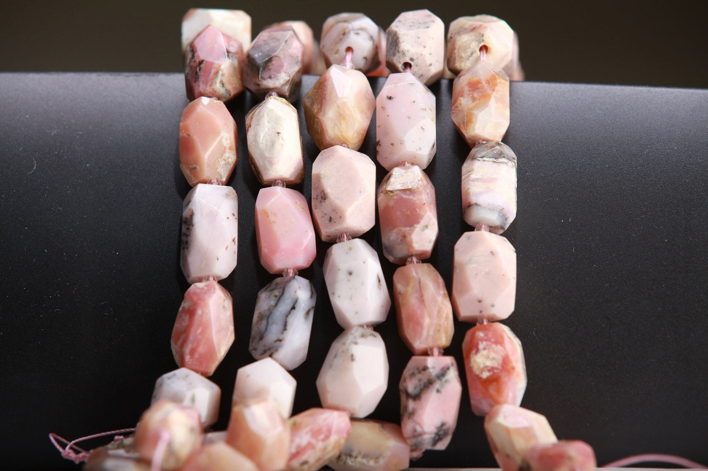 15x22mm Faceted Pink Peruvian Opal Pillow Rectangular Nugget 15"