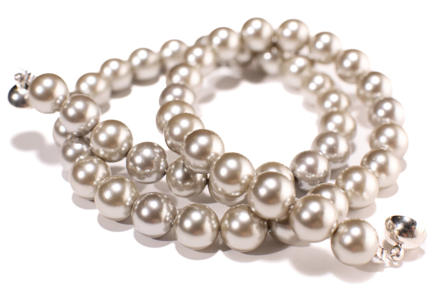 Silver Gray South Sea Shell Pearl 10mm High Luster Statement Necklace with Strong Magnetic Ball Clasp 20" Necklace, Bridal,elegant Gift