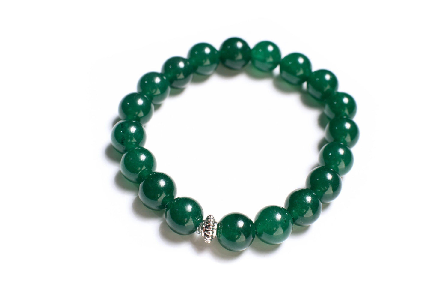 Green Onyx Natural Gemstone 8mm Stretchy Bracelet 6-9.5", emerald green healing crystal gems.