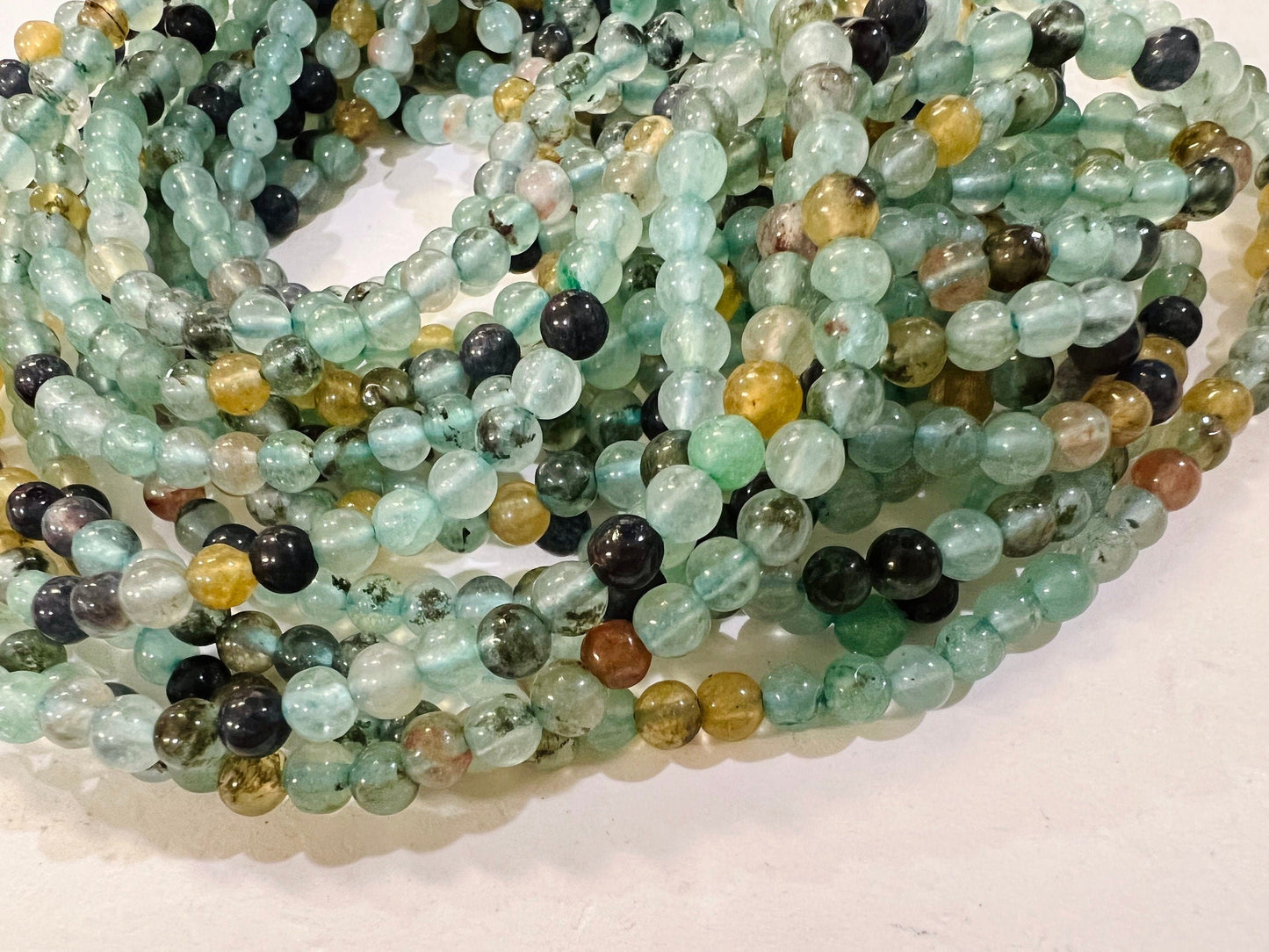 Multi Amazonite 4mm smooth Round Jewelry Making Blue Multi Color Gemstone for Bracelet, Necklace, Earrings Loose Beads 14.5" Strand