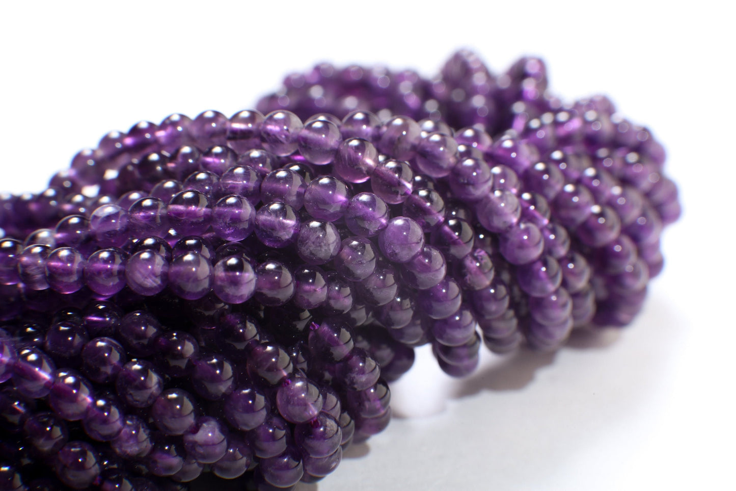 Amethyst Round 4mm, Jewelry Making Necklace, Bracelet, DIY Gemstone Purple Smooth Round Beads 15.5" Strand