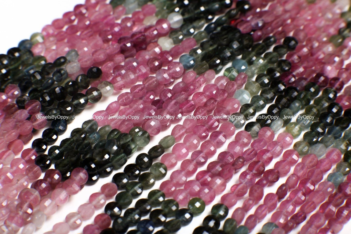 Multi Watermelon Tourmaline Faceted Coin 4mm Jewelry Making for Necklace, Bracelet Earrings.AAA Jewelry Making NaturalGemstone 12.25"