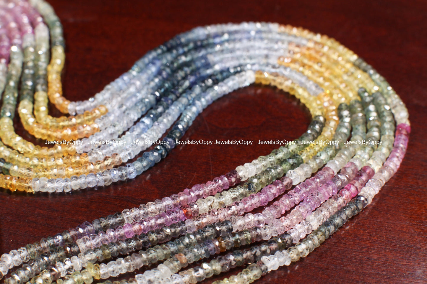 Natural Multi Sapphire Shaded Faceted 3.5mm Rondelle, sunset sapphire precious Gemstone Beads 15.5" Strand