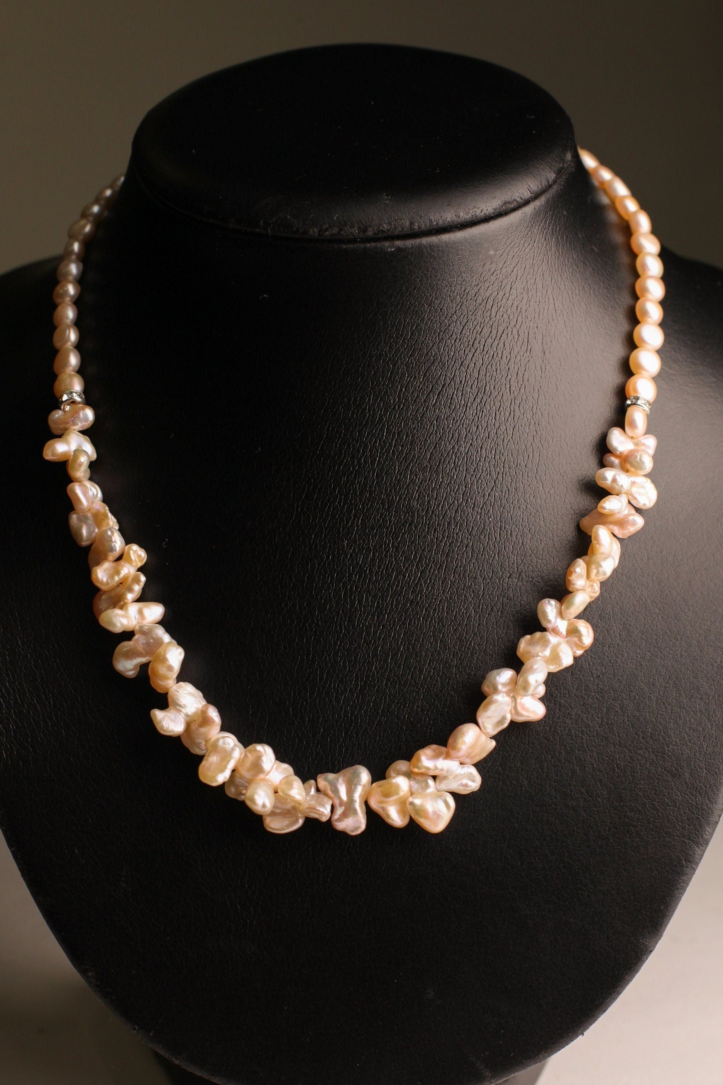 Natural Freshwater Champagne Pink Keshi Pearl, 6mm Freshwater Button Pink, Pearl High Luster Pearl Necklace with 3" Extension, Bridal, Gift