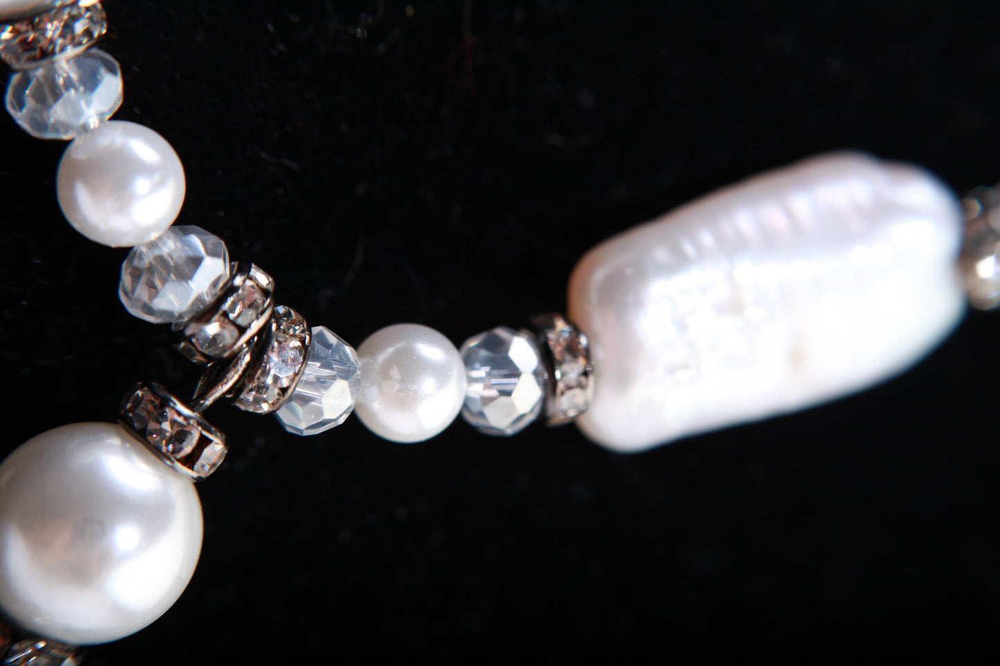 Natural Freshwater Biwa Pearl 10x20mm with Oyster Shell Pearl and Crystal Accent Adjustable Chains 16.5" to 18" Y Necklace