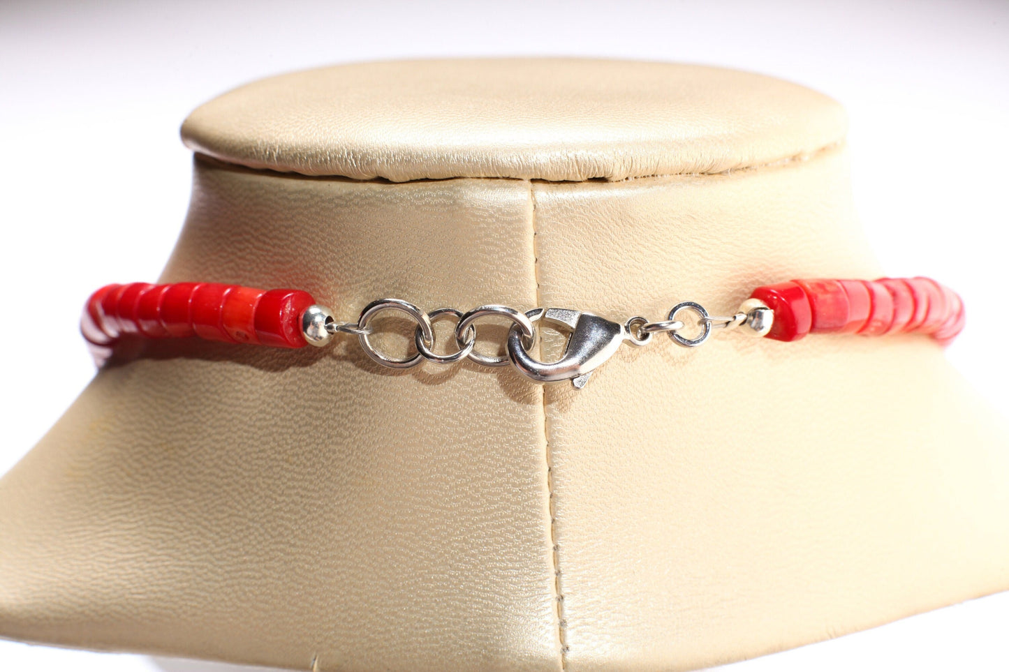 Genuine AAA Red Bamboo Coral Heishe and Turquoise Rondelle Spacers Necklace, 21x26mm Bamboo Coral Oval Tube Centerpiece 19" Necklace