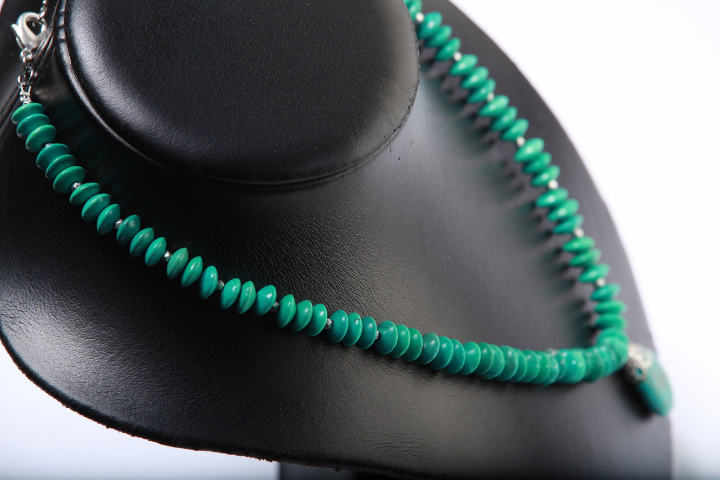 Turquoise Necklace, Natural Tibetan Turquoise 8mm Lentil with Stunning Turquoise Focal Bead Statement Native Southwestern Necklace 19.25"