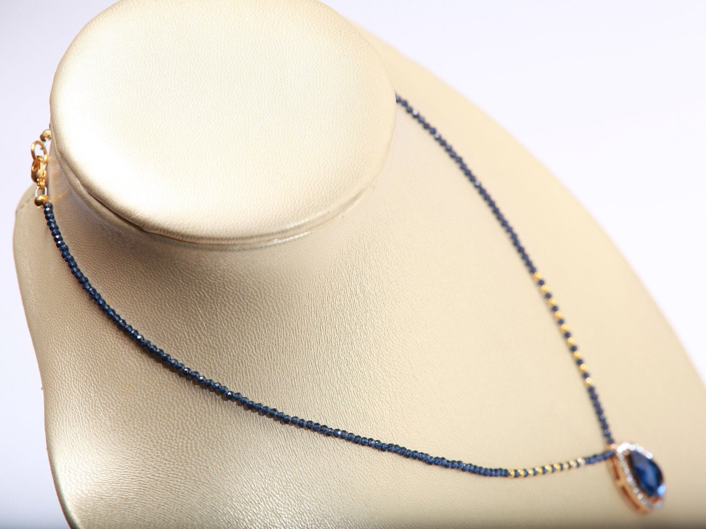 Sapphire Spinel with Cubic Zirconia Rose Gold Charm 16" Necklace