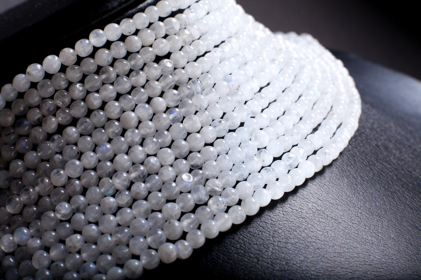 Rainbow Moonstone 4mm Smooth Round Gemstone, July Birthstone, Jewelry Making Beads, Natural Gemstone 13.75" Strand