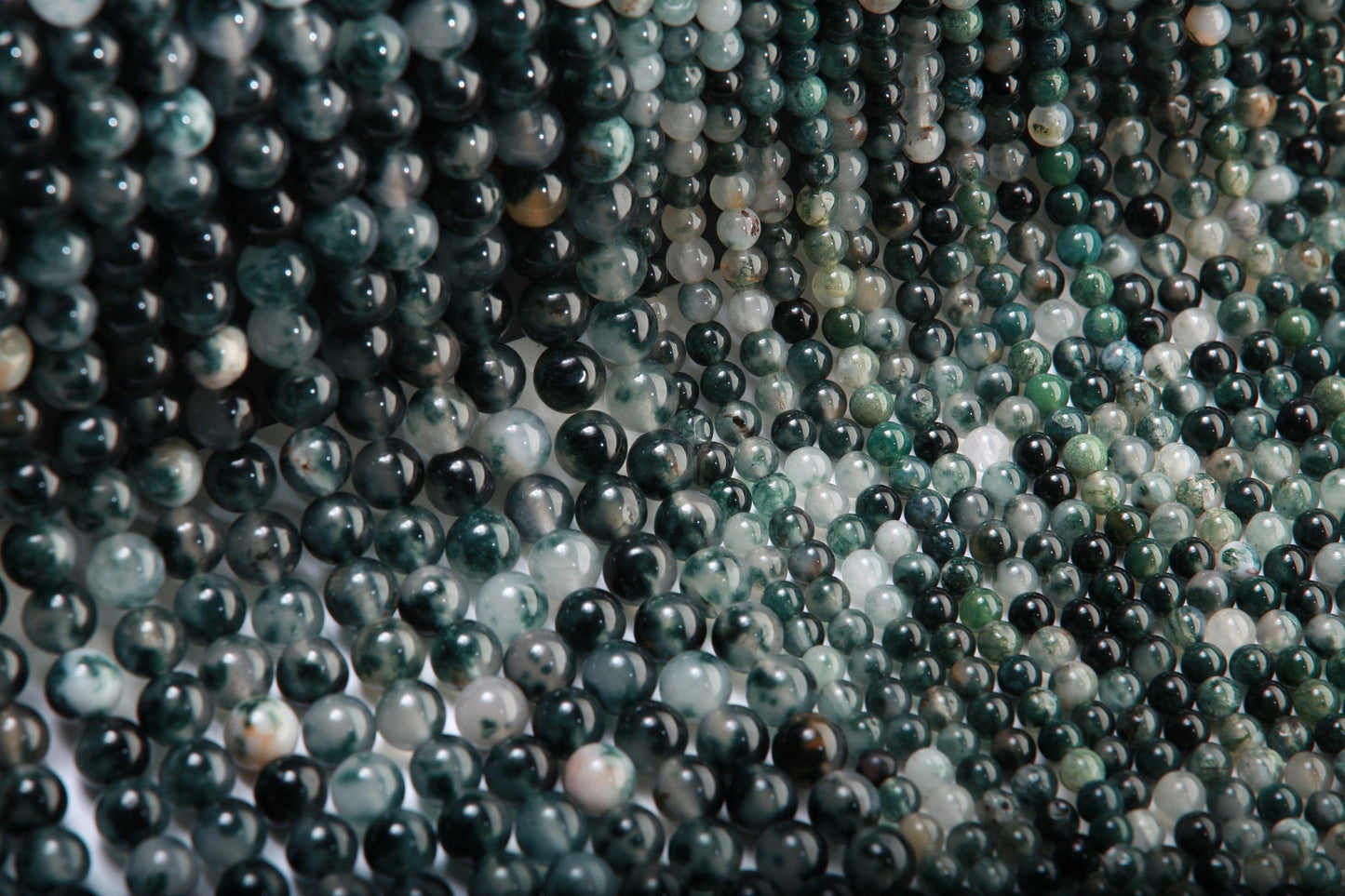 Natural Moss Agate Gemstone smooth Round Beads 6mm 8mm 10mm, 15" strand , Single/Bulk