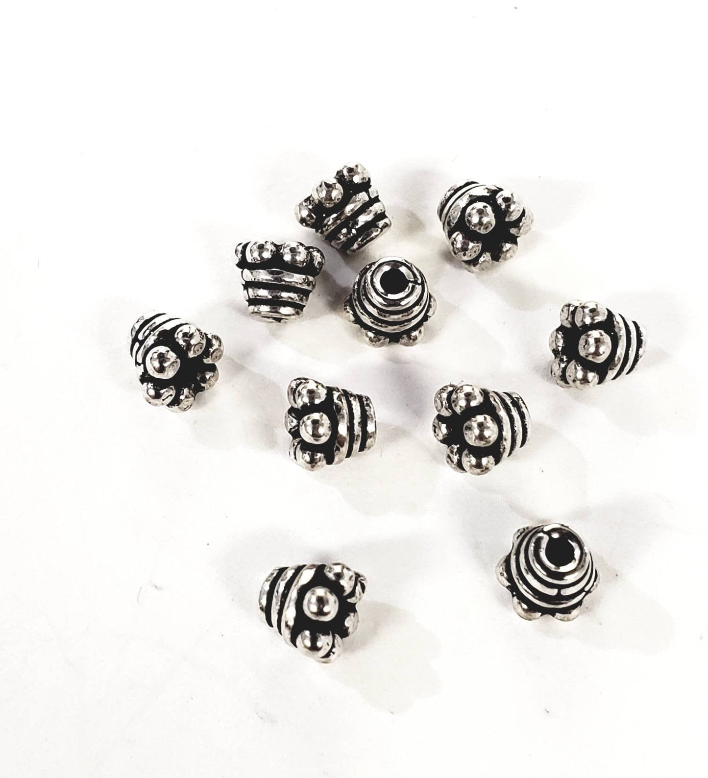 10 pcs 925 Sterling Silver 5 mm Bali Bead Cap , Vintage, Heavy Weight , Handmade , Jewelry Making Necklace Bracelet Earrings Findings