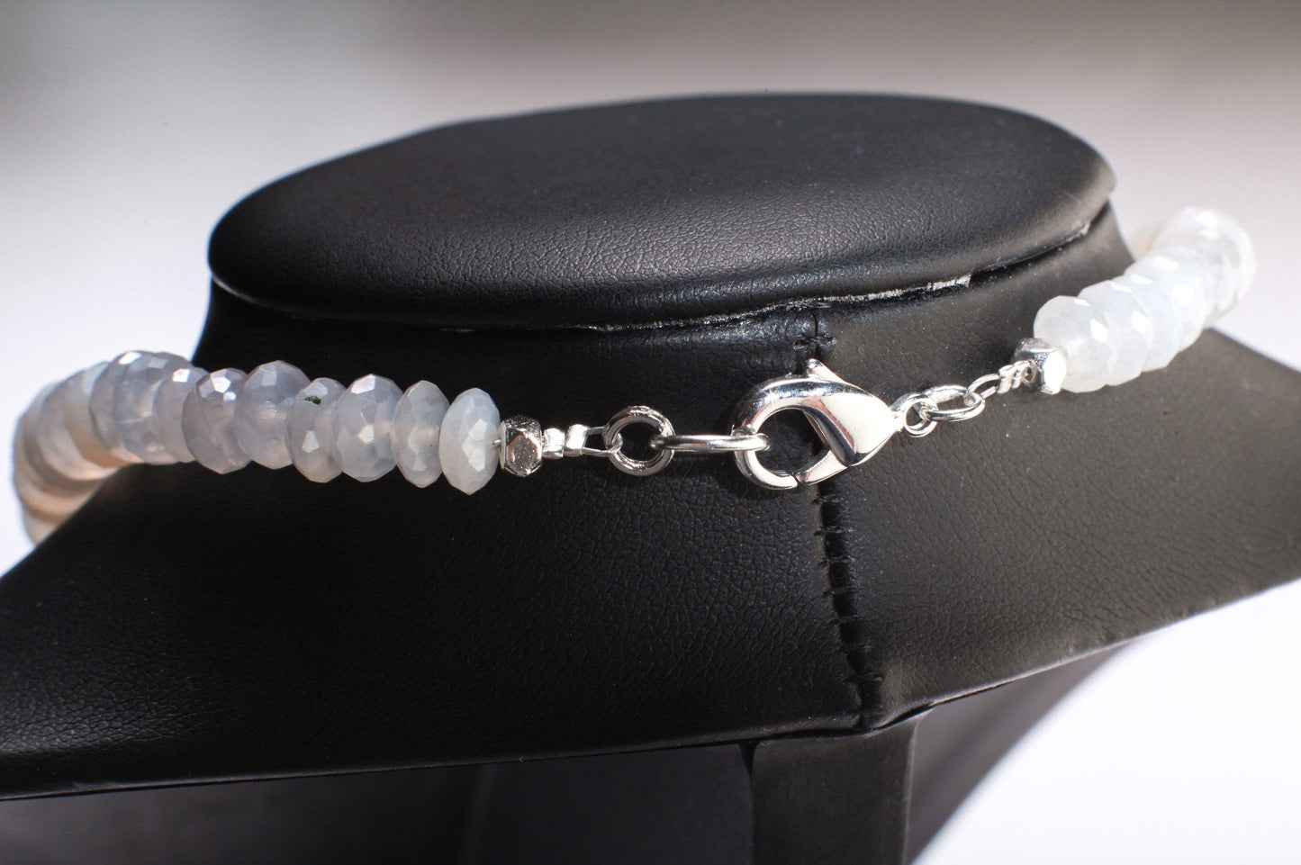 Natural Mystic Moonstone German Cut Graduated Faceted Rondelle Gemstone 17" Necklace