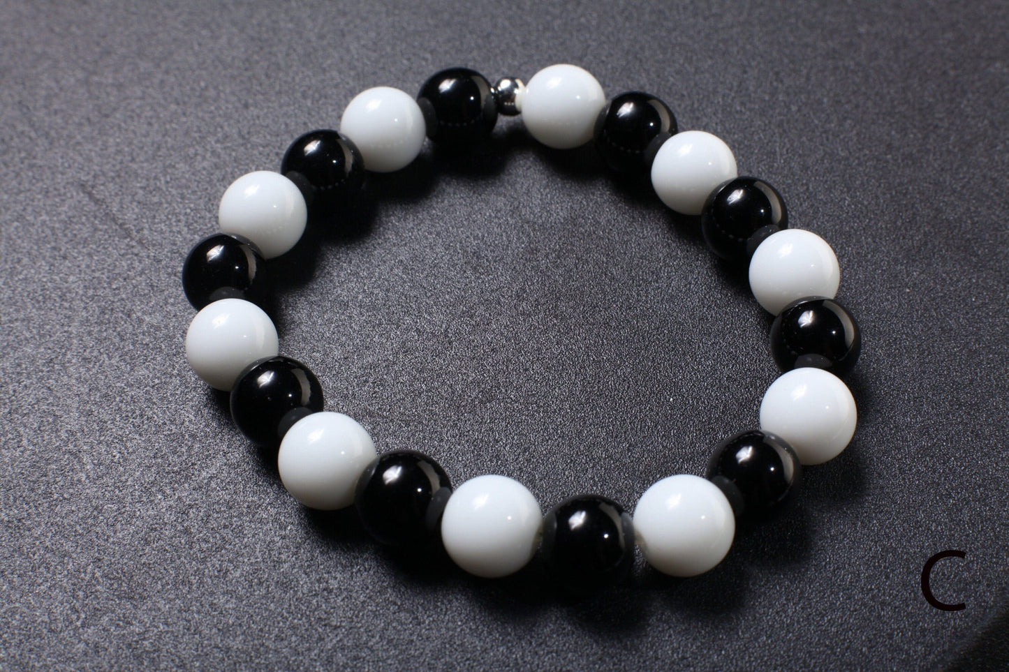 Black Onyx, White Jade Stretchy Bracelet 6" to 9" Healing Gemstone, Healing Crystal, Protection, Yoga Bracelet