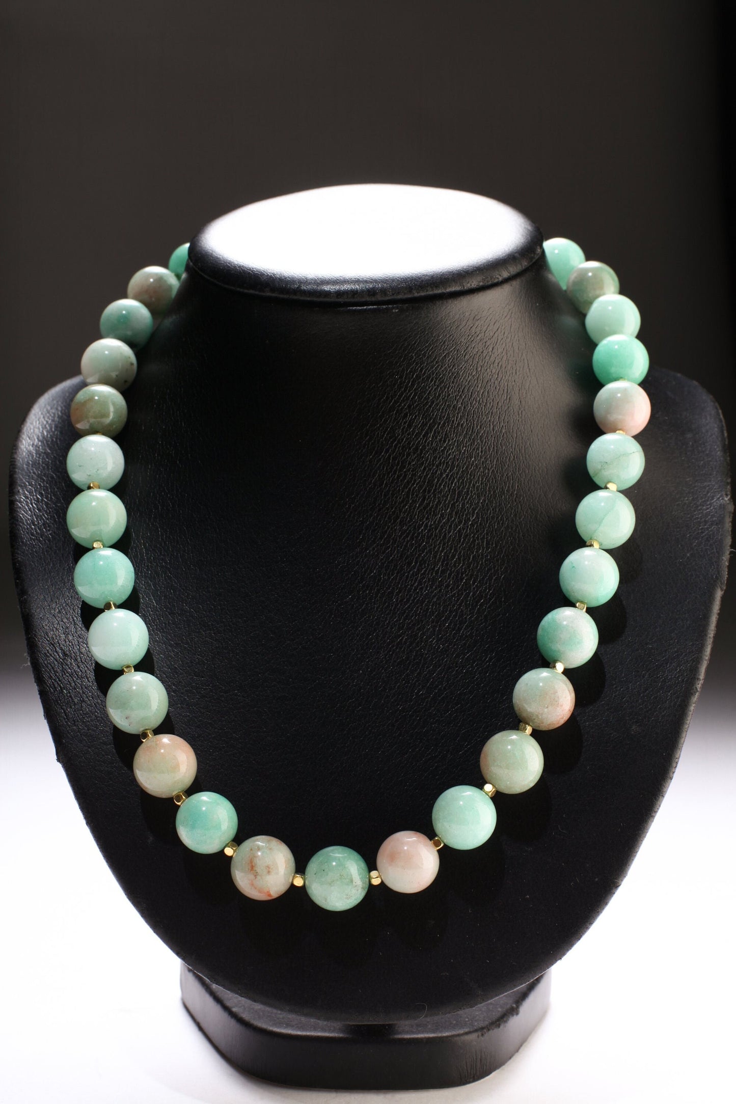 Natural Multi Amazonite AAA quality large smooth Round 14mm Gemstone bead 20" Necklace with 2" Extension, Beautiful Gift For Her.