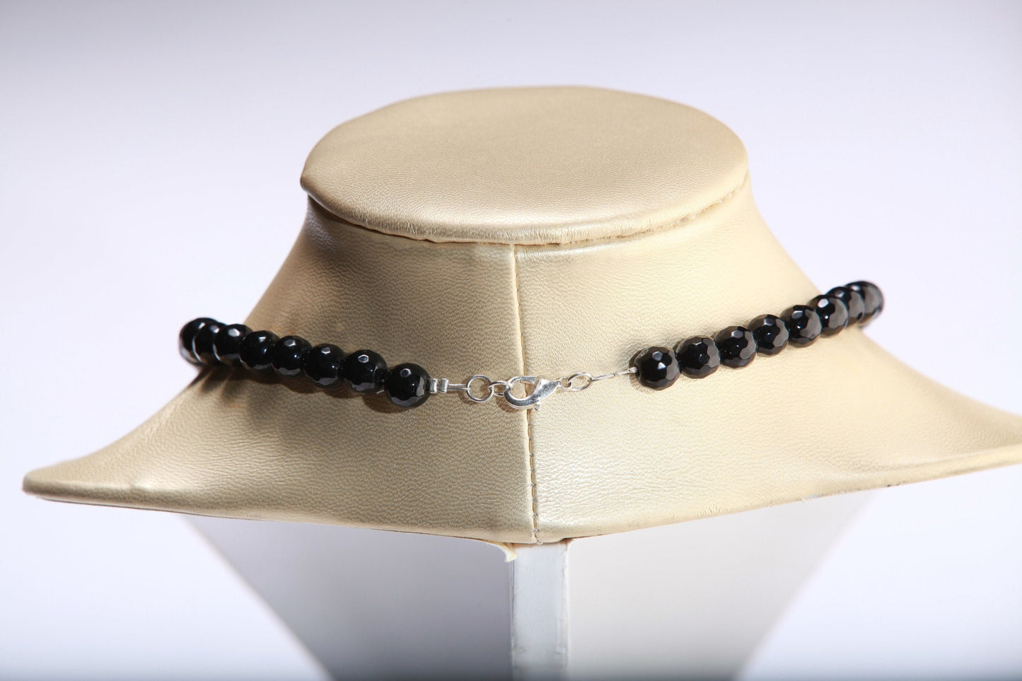 Black Onyx Faceted Round,white South Sea Shell Pearl and Rhinestone Roundel Accent with south sea shell pearl pendant Necklace. Elegant gift