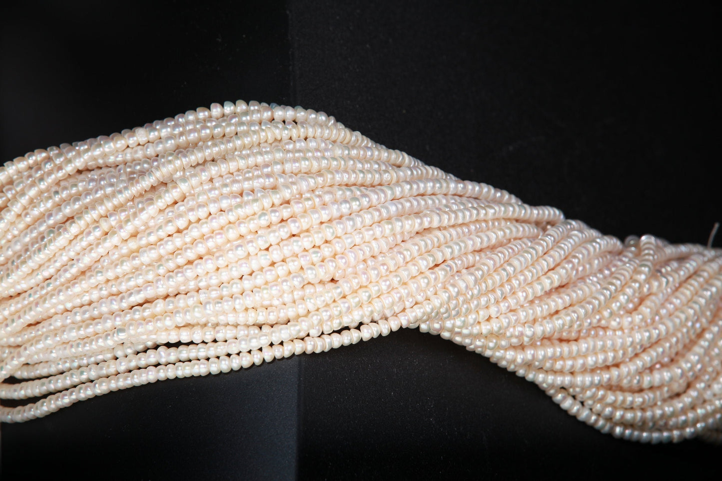 Natural Freshwater Pearl 3x4.5mm Roundel 14” full strand