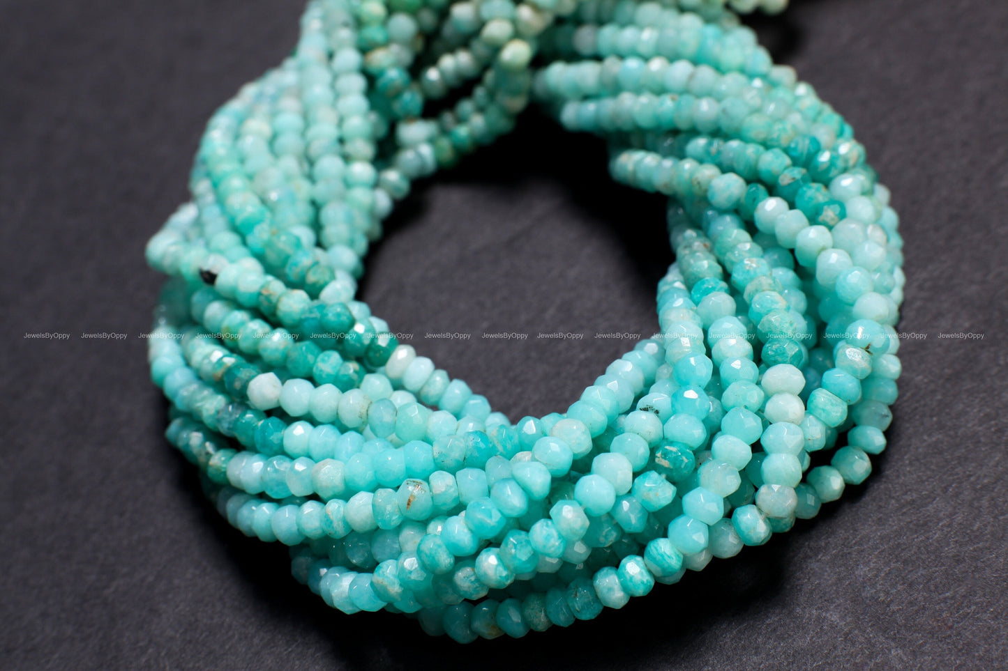 Natural Shaded Peruvian blue Opal Faceted Roundel 4mm Jewelry Making Gemstone Beads 13" Strand blue Opal