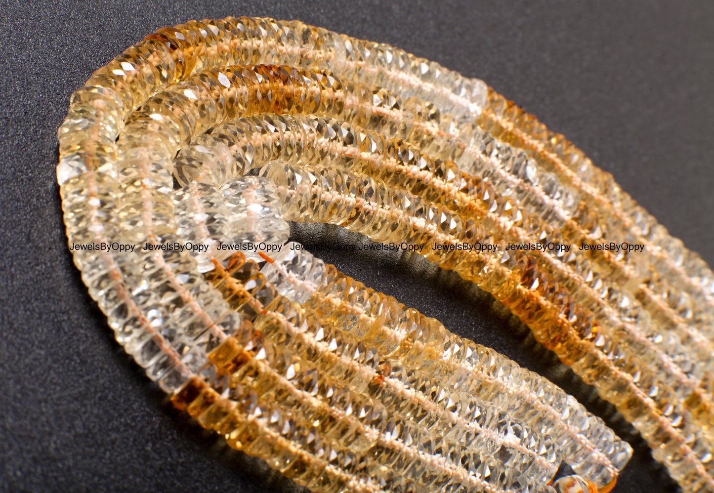 Citrine Faceted Heishe, Natural AAA Citrine Gemstone Yellow Heishe Shaded Beads 7-8mm DIY Jewelry Making Necklace, 8" Strand