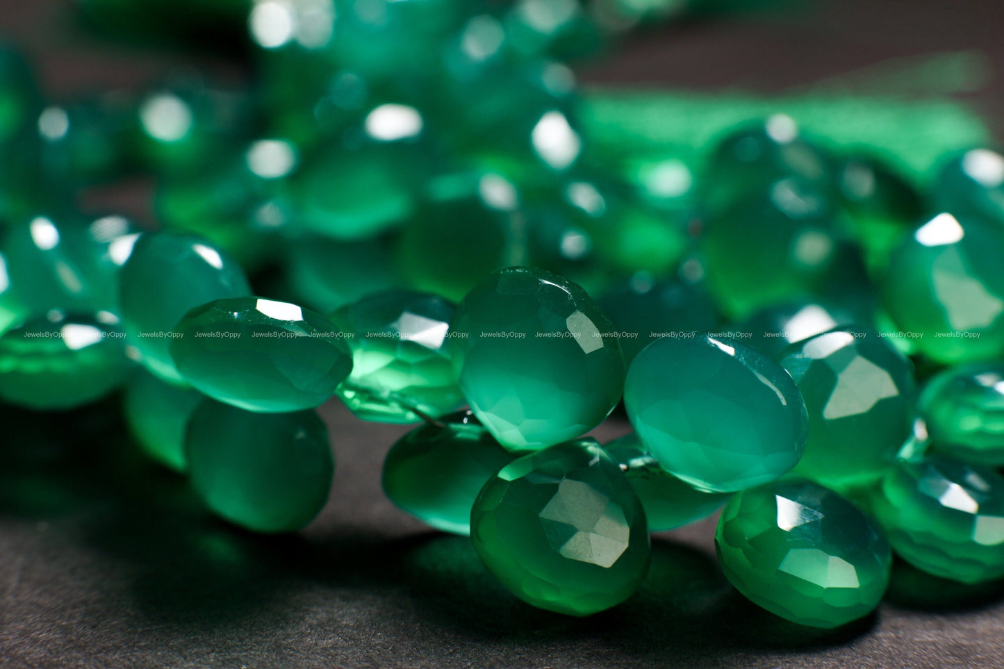 Green Onyx Faceted Teardrop 8-9, 9-10, 10-11mm Heart Shape Pear Drop, Jewelry Making Gemstone, dark green onyx natural Gemstone drop.