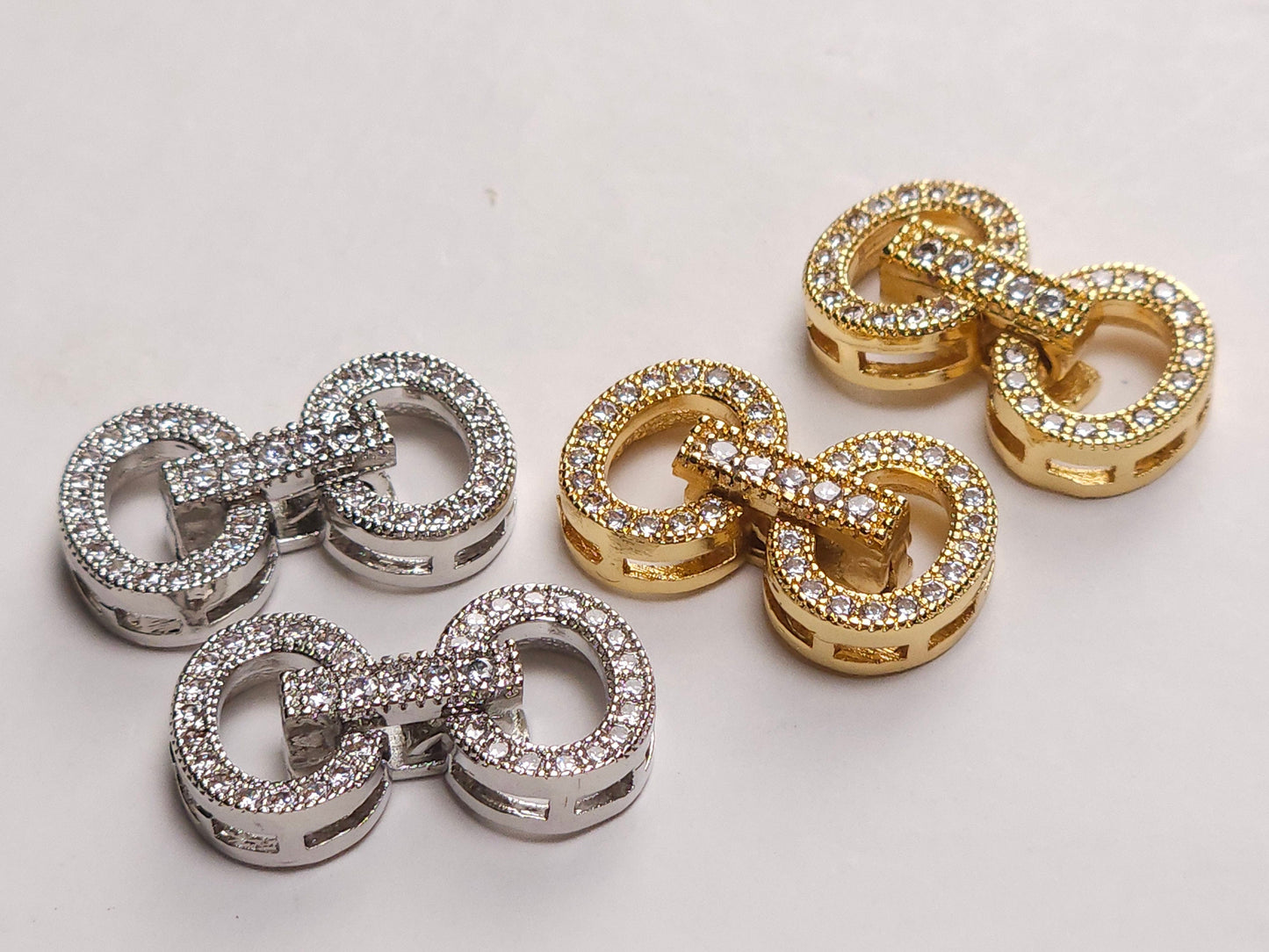 Cubic Zirconia CZ Micro Pave Diamond Style Sterling Silver Rhodium, Gold Vermeil Fancy Clasp 11x20mm, High End Jewelry Making, Folding Clasp